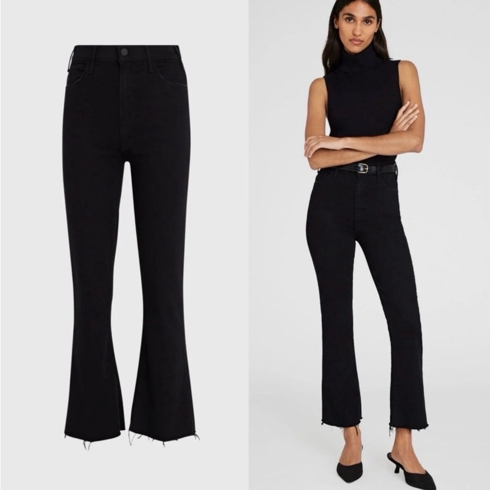 MOTHER Jeans The Hustler Ankle Fray in Not Guilty Black Size 29